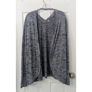 Athleta Gray Space Dye Long Sleeve Top – Size XL – Soft Stretch Relaxed Fit